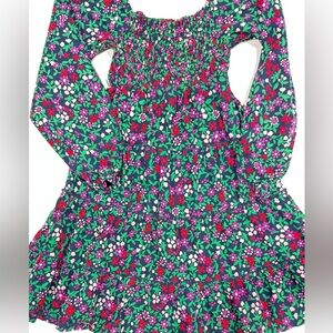 Crown & Ivy Girls Floral Smocked Dress Tiered Long Sleeve Medium